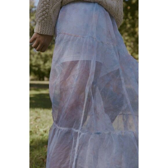 NEW FREE PEOPLE RIVERSIDE TOOL & DYE SILK ORGANZA TIE DYE MAXI SLIP SKIRT - Picture 4 of 8